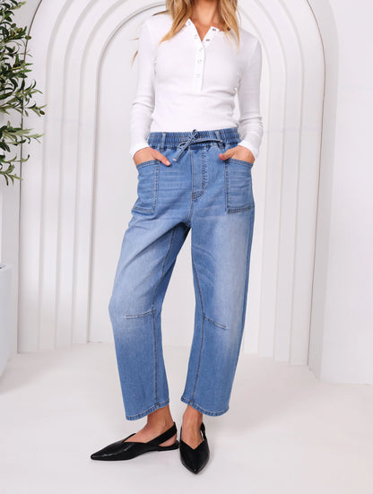 Leo Barrel Jeans - Blue Denim