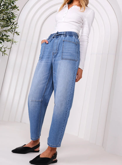 Leo Barrel Jeans - Blue Denim