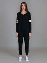 3rd Story Kiara Black Gold Stripe Long Sleeve Tee