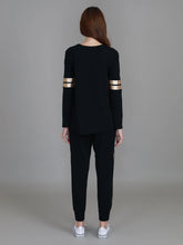 3rd Story Kiara Black Gold Stripe Long Sleeve Tee