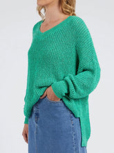 Elm Rachele Knit Green, Rachele Elm Knit Basic State, green elm V Neck Jumper