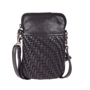 Roseberry Woven Leather Crossbody Phone Bag