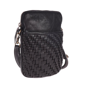 Roseberry Woven Leather Crossbody Phone Bag