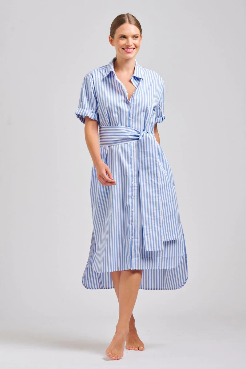 Shop Annie Shirt Dress Blue Stripe, Shop Annie Shirty short sleeve shirt dress, Shop Shirty CLothing online, Shop Shirty australian sTockists, Shirty Annie Pinstripe Dress, Light Blue pinstripe Shirt Dress Shirty, Shirty Long Oversized Shirt Dress Blue Stripe