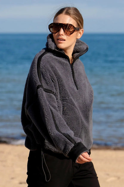 Popover Fleece Sweater - Bluestone
