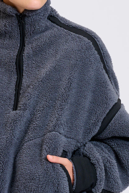 Popover Fleece Sweater - Bluestone