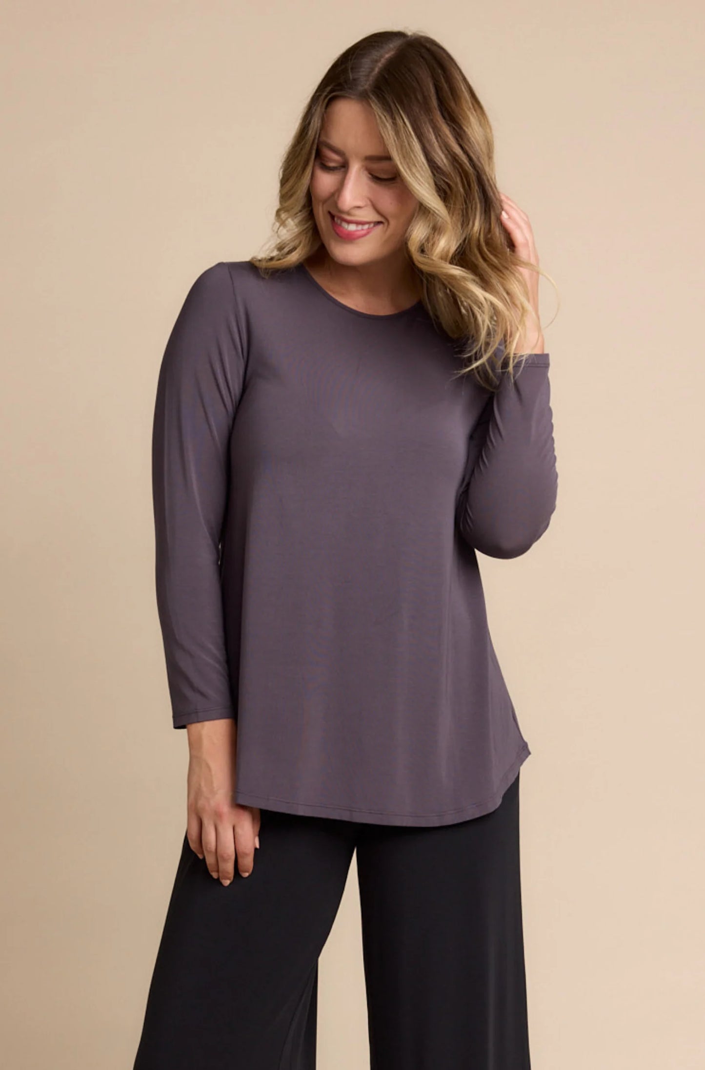 Cara Long Sleeve Top - Grape