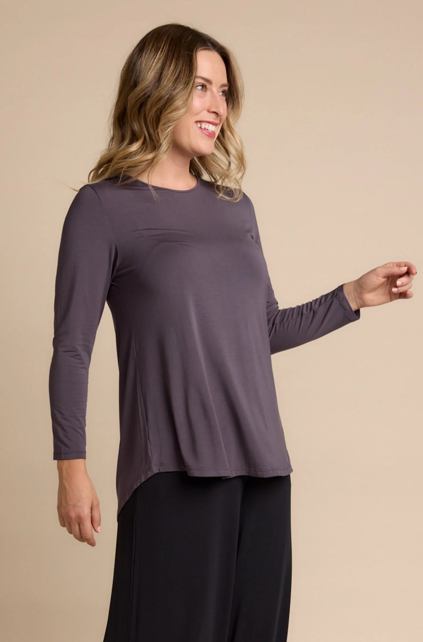 Cara Long Sleeve Top - Grape