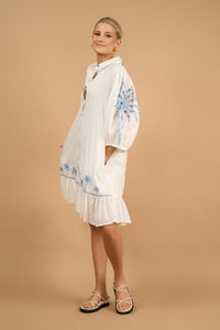 June Dress - White Palm