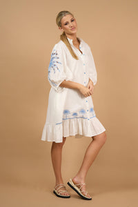 June Dress - White Palm