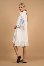 June Embroidered Palm Dress - White