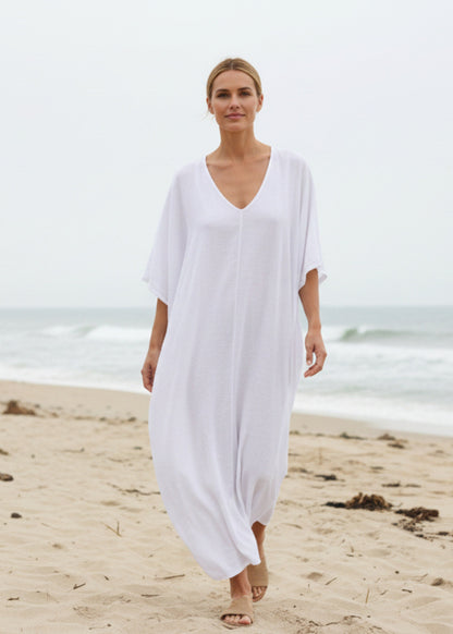 Zeus Dress - Ice White Linen (Plus Size)