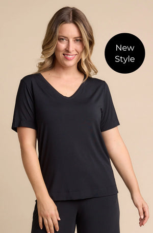 Ella V Neck Tshirt - Black