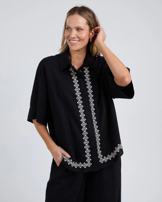 Nina Embroidered Short Sleeve Shirt