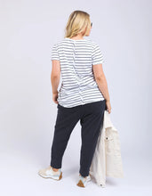 Pima V Tee - Stripe White/Navy