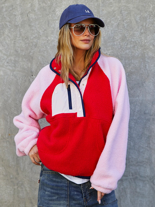 Freestyle Colour Block Polar Fleece - Red / Pink