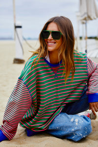 Hammill and co Pink and Green and Blue Stripe Jumper