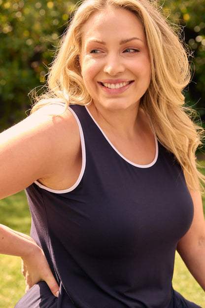 Grace Swing Tank - French Navy White Trim