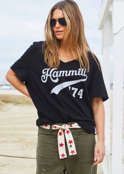 Hammill '74 Logo V Neck Tee - Black