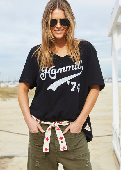 Hammill '74 Logo V Neck Tee - Black