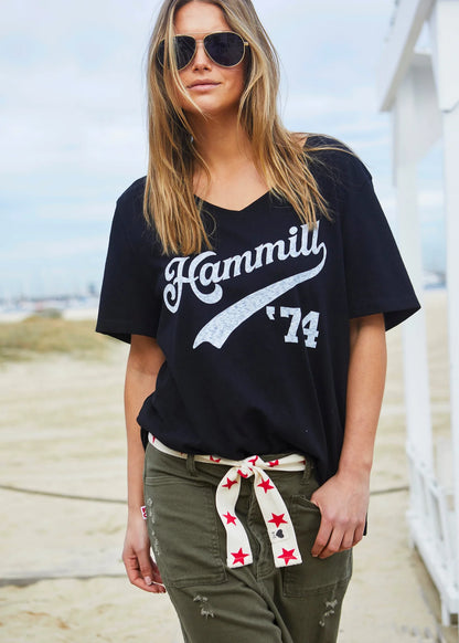 Hammill '74 Logo V Neck Tee - Black