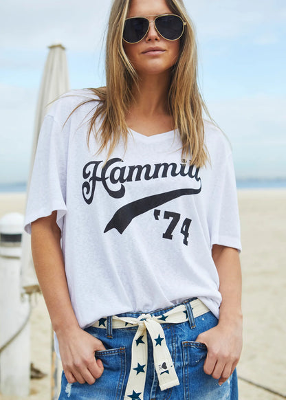 Hammill '74 Logo V Neck Tee - White