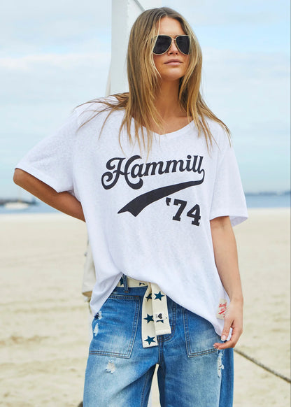 Hammill '74 Logo V Neck Tee - White