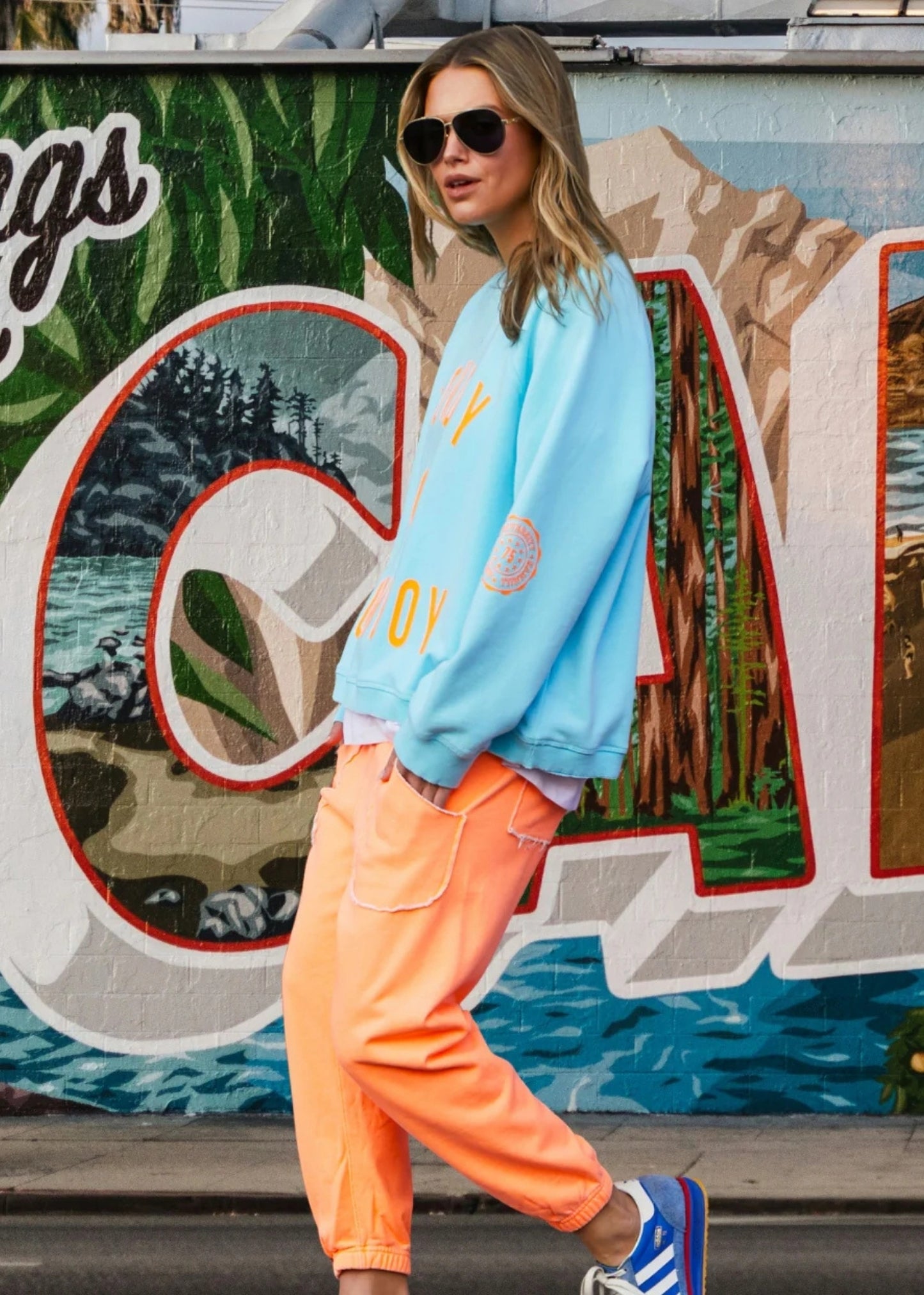 Howdy Cowboy Sweater - Aqua / Orange