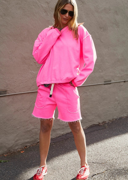 Capri V Neck Sweater - Neon Pink