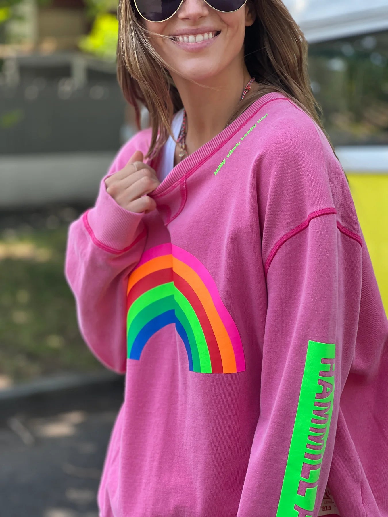 Vintage Rainbow Sweat - Washed Pink