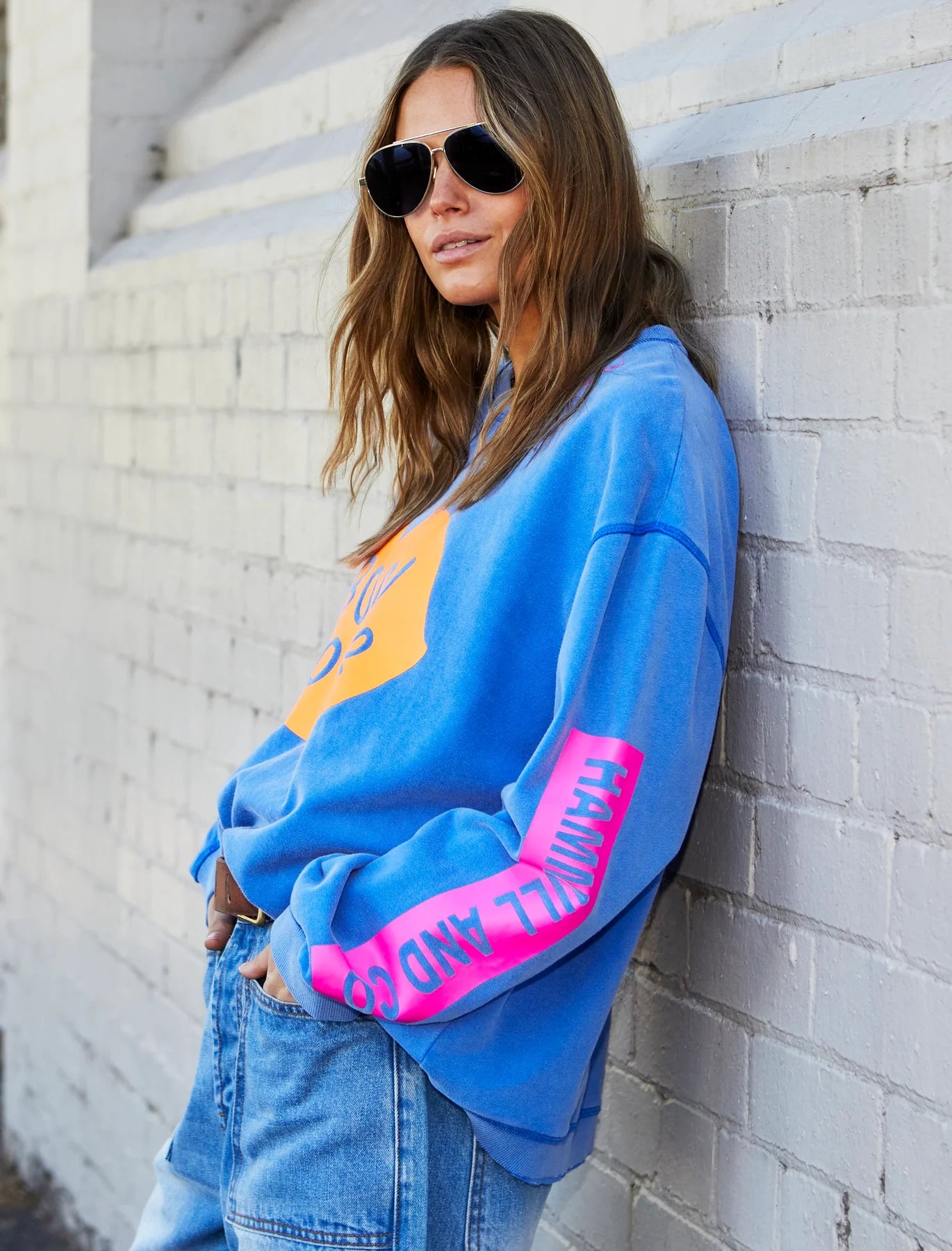 Bonjour Washed Blue Sweater - Royal Blue