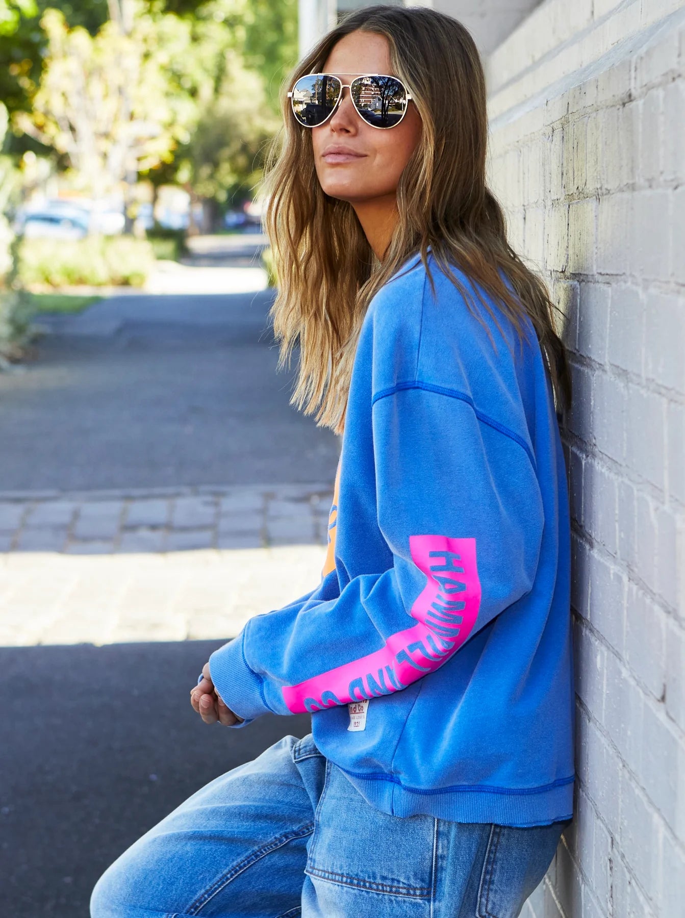 Bonjour Washed Blue Sweater - Royal Blue