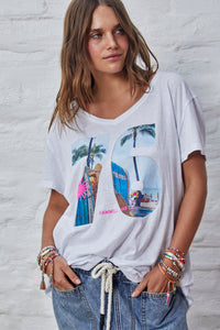 Hammill and co Retro V Neck Tee Retro Palm 