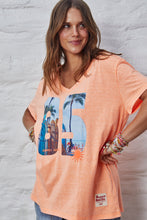 Hammill and co Orange 85 Palm retro v neck tshirt