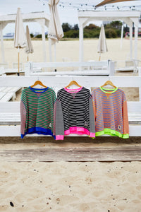 Retro Stripe Sweater - Green & Pink