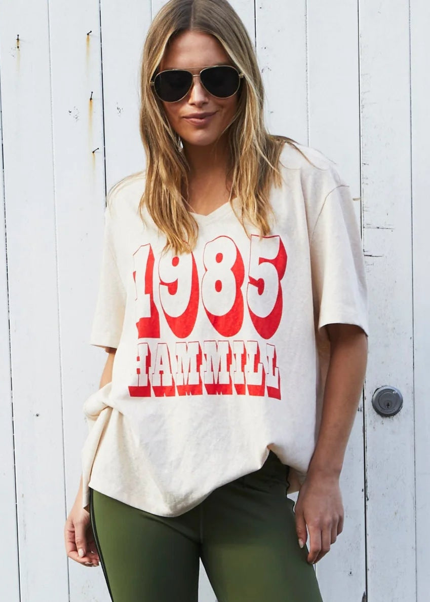 Hammill '85 Logo V Neck Tee - Natural