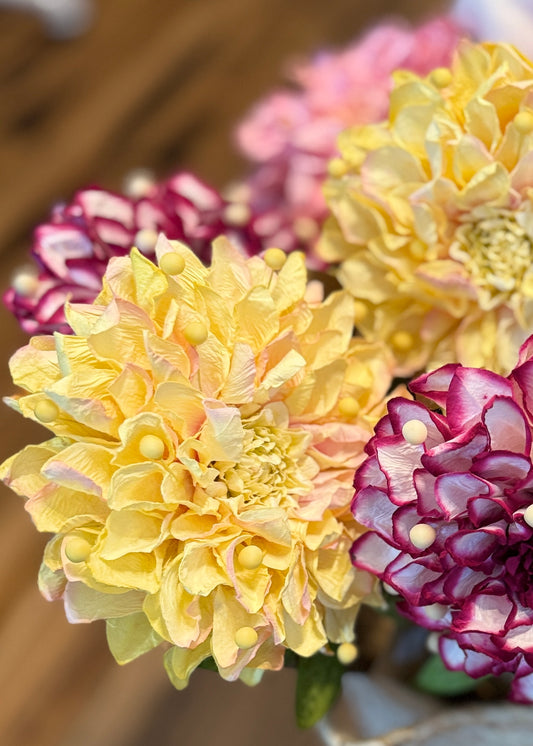 Dahlia Paper Flower - Yellow