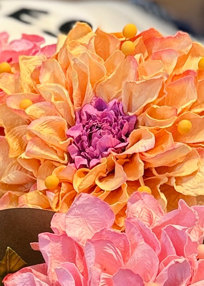 Dahlia Paper Flower - Apricot with Lilac