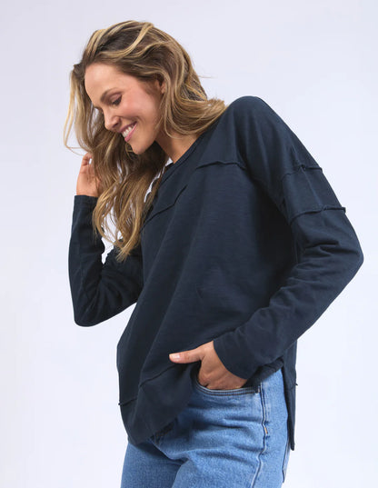 Jayne Throw On Top -Navy Blue (Plus Size)