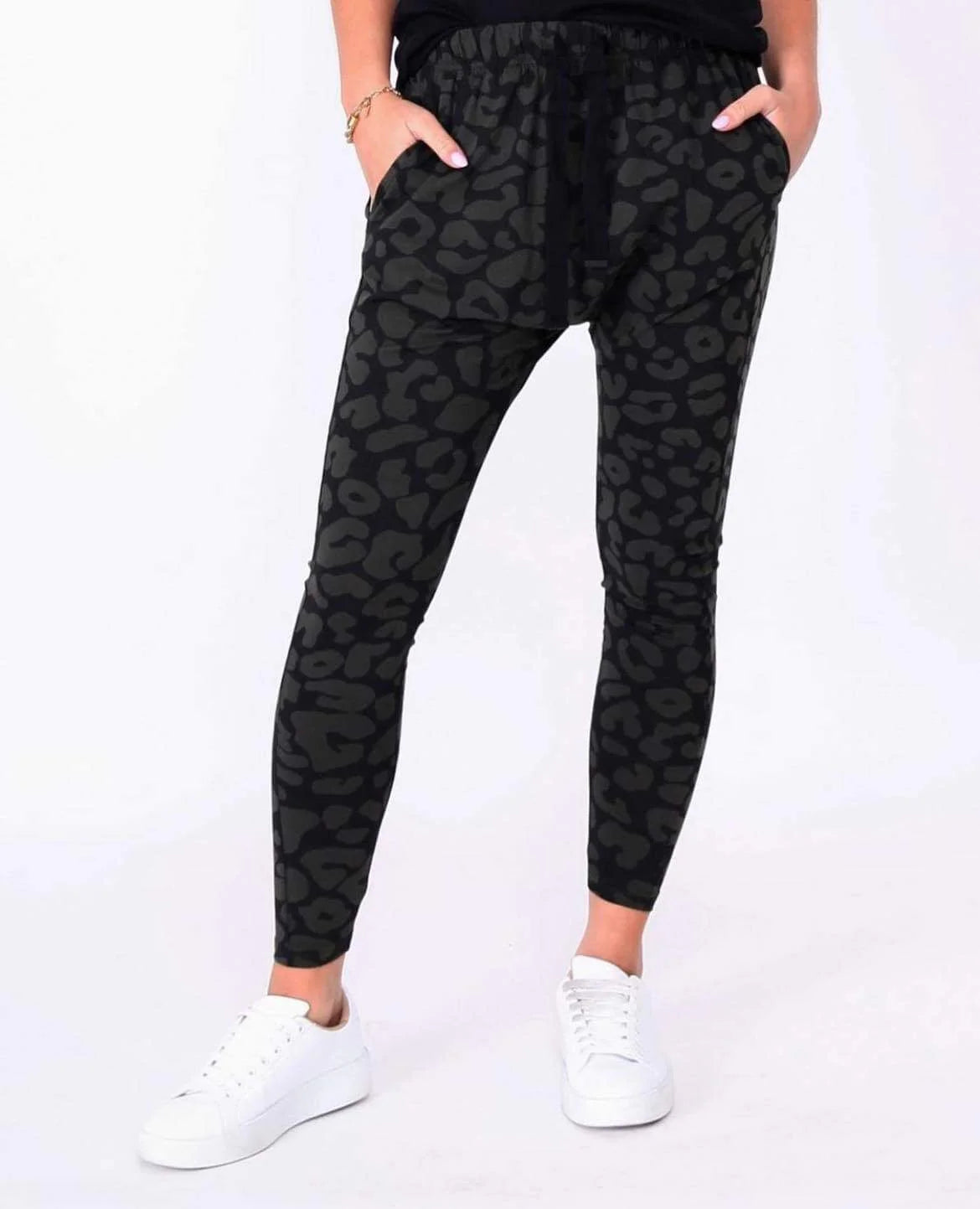 Jordan Leopard Print Jogger Pants - Black & Khaki