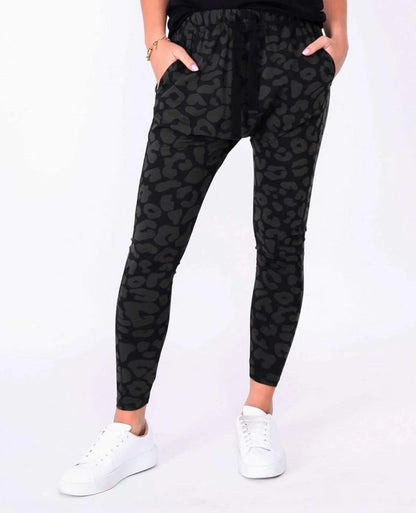 Jordan Leopard Print Jogger Pants - Black & Khaki