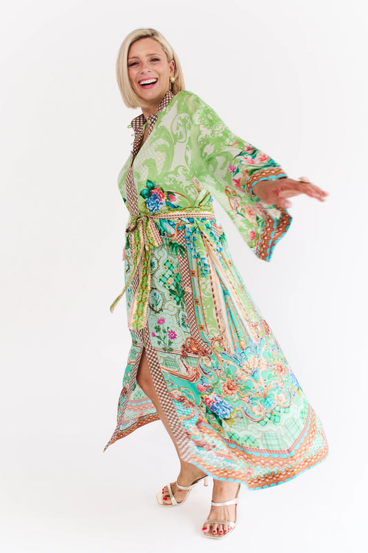 Leigh Button Up Shirt Dress with Tie Waist