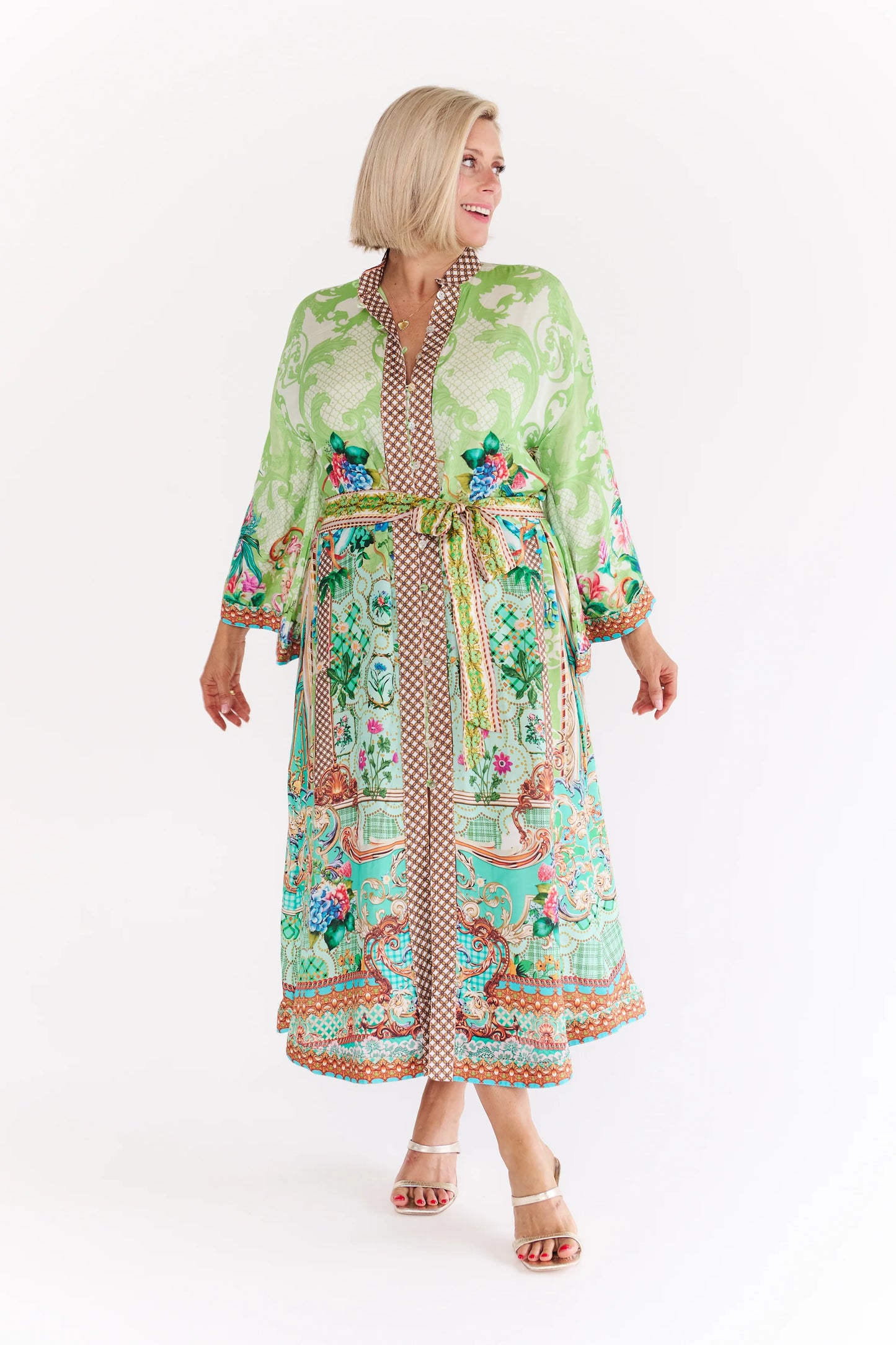 Leigh Button Up Shirt Dress with Tie Waist