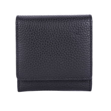 Rugged Hide Small Leather ladies Wallet purse with coin compartment Zip Black