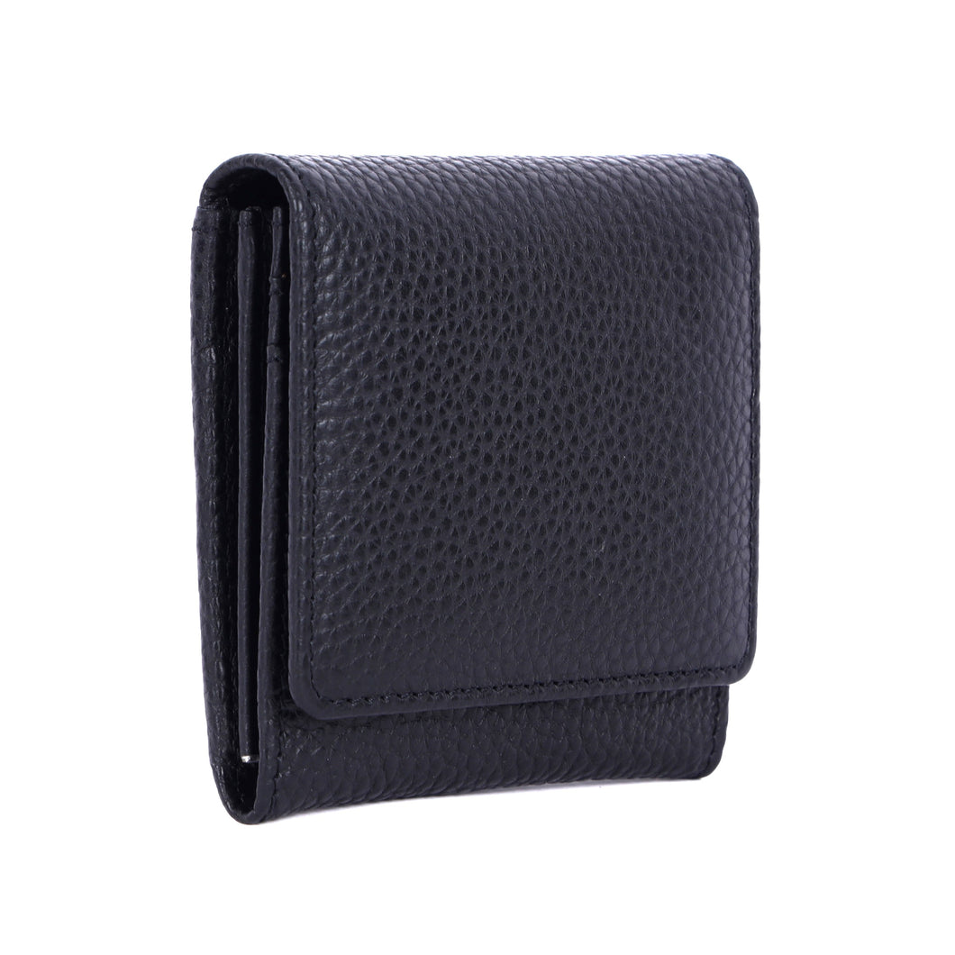 Rugged Hide Small Leather ladies Wallet purse with coin compartment Zip Black