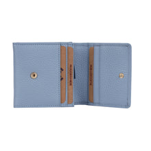 Small Leather ladies Wallet purse with coin compartment Zip Powder Blue