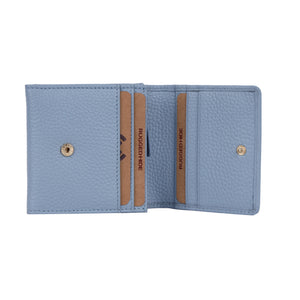 Small Leather ladies Wallet purse with coin compartment Zip Powder Blue