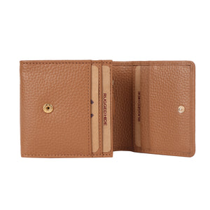 Small Leather ladies Wallet purse with coin compartment Zip Tan