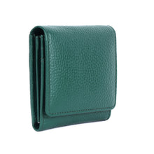 Rugged Hide Small Leather ladies Wallet purse with coin compartment Zip Green