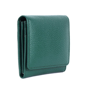 Rugged Hide Small Leather ladies Wallet purse with coin compartment Zip Green